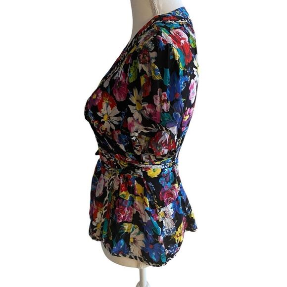 Nanette Lepore Floral Wrap Blouse Top - Picture 4 of 5